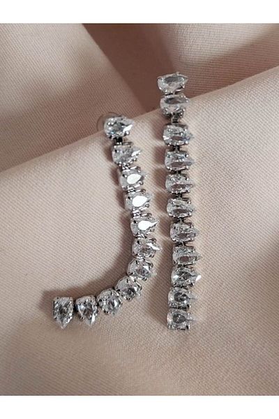 TÜKKAN ACCESSORİES DROP BAGUETTE ZIRCON STONE WATERWAY EARRING-STK127
