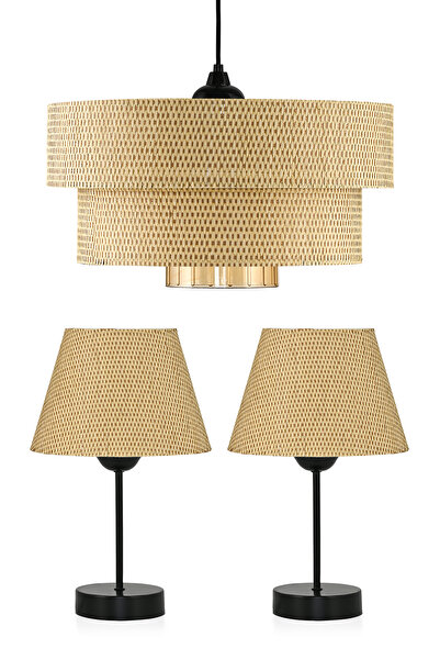 Emg DesiGn 3-Tier Modern Chandelier with Fabric Headboard and 2 Lampshade Set for Bedroom, Children's Room, Living Room, Kitchen Hall