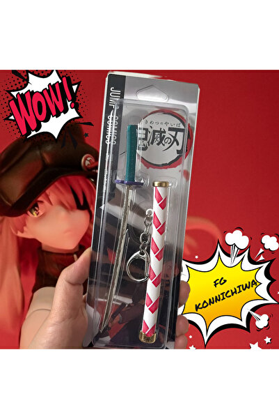 FG KONNİCHİWA Demon Slayer Katana Kılıç Anahtarlık Anime İblis Kesen Tanjiro ...