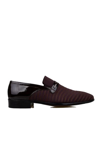 Fosco Brown Satin Embroidered Patent Leather Men's Classic Shoes