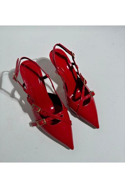 DUXAL SHOES Two-Striped Red Patent Leather Women's Heels