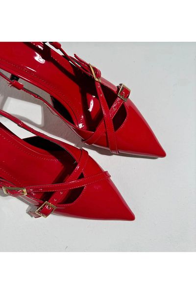 DUXAL SHOES Two-Striped Red Patent Leather Women's Heels