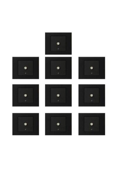 OVİVO 10 Adet Grano Metalik Siyah Tv Prizi F Tip 10'lu Paket (ÇERÇEVE DAHİ?L)