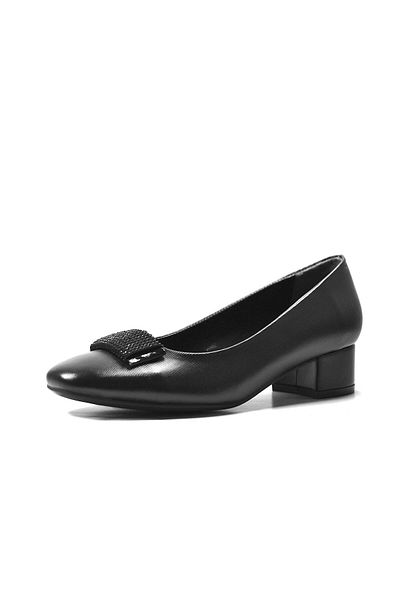Beety 061 Pantofi de damă cu toc gros scurt, negri