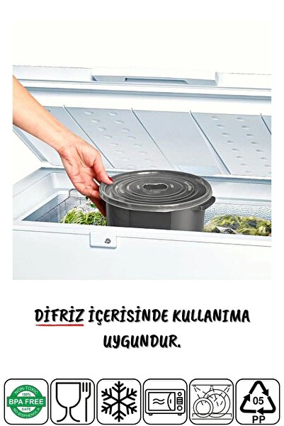 NY HOME Set of 6 Anthracite Round Storage Containers for Microwave and Freezer