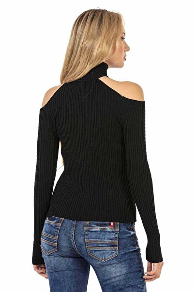 Cipo&Baxx Wp205 Women's Striped Turtleneck Sweater