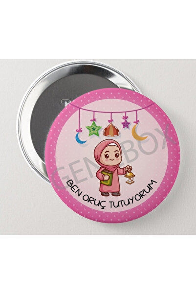 Genç Box Ben Oruç Tutuyorum Kız Rozet Pembe (10 ADET)