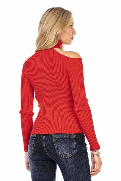 Cipo&Baxx Wp205 Women's Striped Turtleneck Sweater