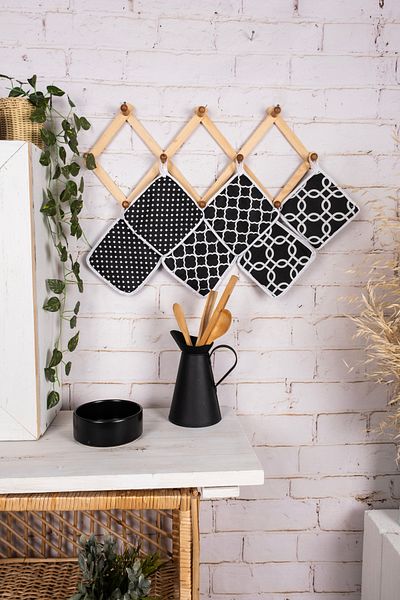 Morlay 6 Pieces Holder Set Heat Resistant Cookware Tray and Pan Kitchen Cooking Accessory & Black