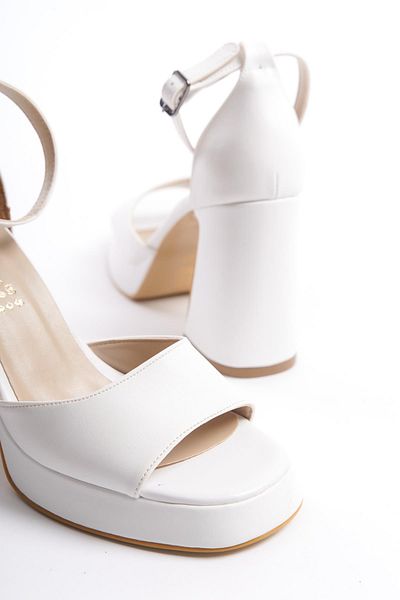 HVZ Exclusive Pantofi cu toc cu platformă, albi, confortabili, ergonomici - 10,5 cm pentru nuntă, logodnă, promisiune, invitație