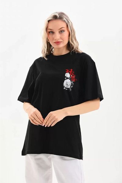 GUZZYİŞLETME Μαύρο μπλουζάκι Unisex με στάμπα oversize