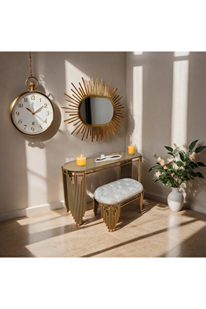 Ekgconcept Piyano Model Gold Dresuar Ayna Ve Puf