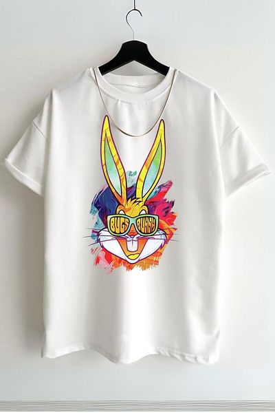 AMMA Unisex Bugs Bunny Printed 100% Cotton Premium Fabric T-shirt