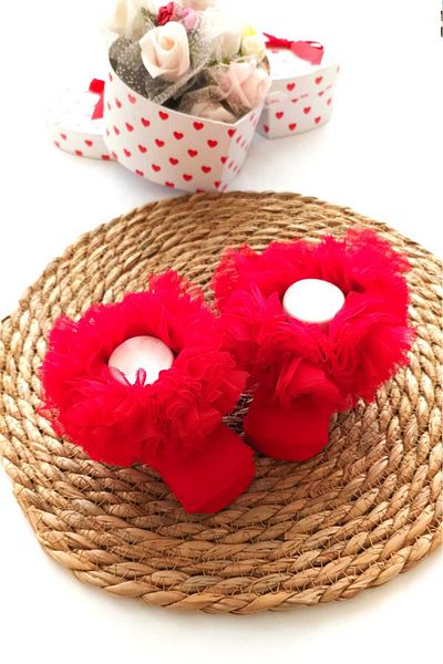 MİNİBİRİ Baby Girl Cotton Socks Tutu Socks Kokoş Socks
