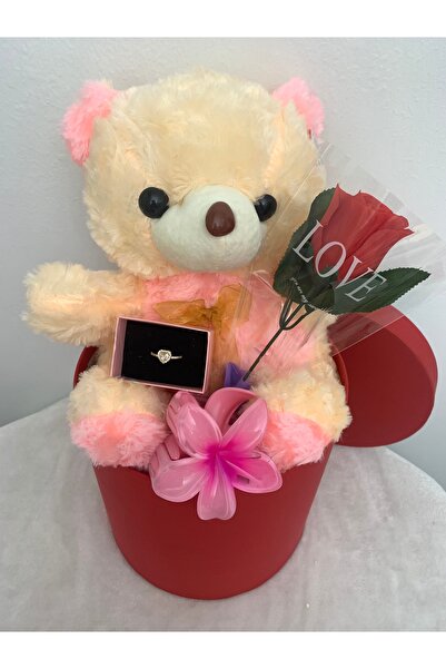 PRİYA JEWELERY Gül Tutan Peluş Ayı, Sevgiliye Ve Arkadaşa Hediye, Takı Seti, ...