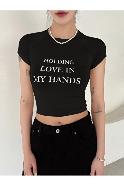 Jose Clothing Μαύρη μπλούζα με τύπωμα - Γυναικεία, οργανικό βαμβάκι, κοντό μα...