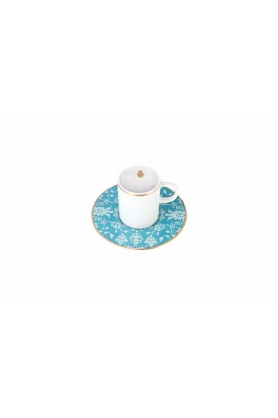 Porland Glamorous Turquoise Coffee Cup with Saucer 8scc 04a P021741