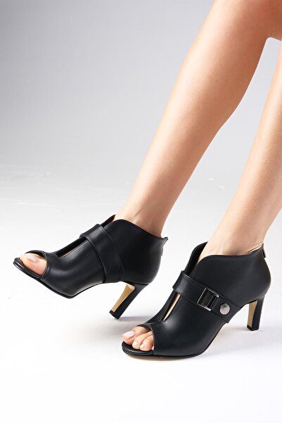 Mio Gusto Dámské kozačky na podpatku Diaz Black Color s nízkou špičkou