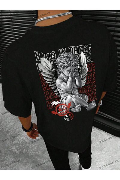 Korefanzin Tricou KOD Trend EMRG pentru bărbați, cu umăr jos, cu slogan și grafică