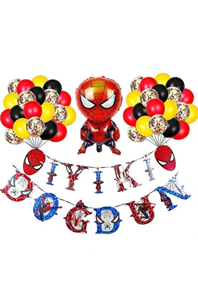 Bkmc Spiderman Luxury Uzar Written Birthday Ornament Birthday Party Balloon Set