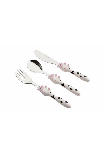 Porland Mini Cow Çocuk Çatal Kaşık Bıçak Takımı 3 Parça 04fst001626