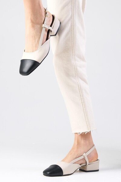 Mio Gusto Γυναικεία παπούτσια με χαμηλό τακούνι Hilda Skin Color Open Side Πόρπη