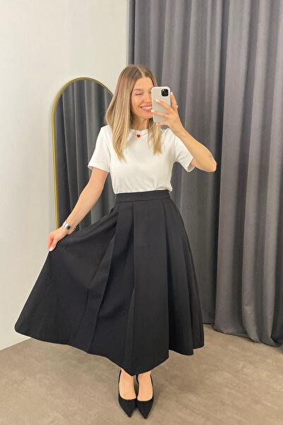 Sue Store Fustă Balon Model Bell Plisata neagră