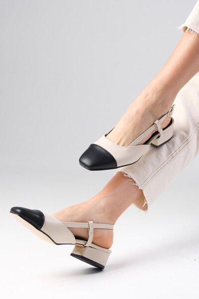 Mio Gusto Γυναικεία παπούτσια με χαμηλό τακούνι Hilda Skin Color Open Side Πόρπη