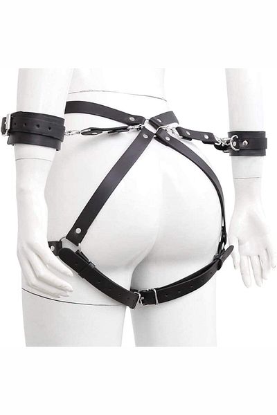 Tina Wear Bretele de damă din piele neagră Model Fancy Accessory 004-1