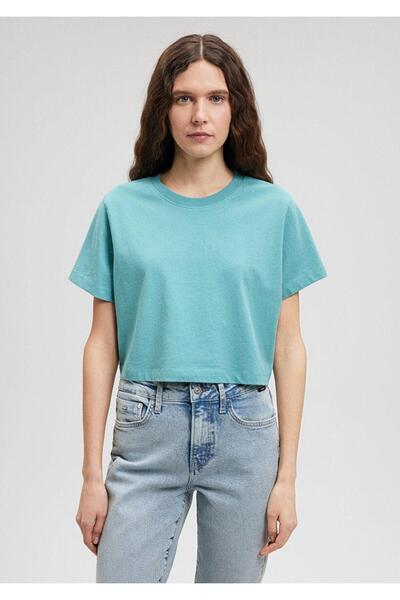 Mavi BLUE WOMEN'S SHORT SLEEVE CROP T-SHIRT Bristol Blue1611644-71823
