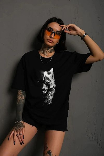 ZEMLİYA femei lup Tricou imprimat