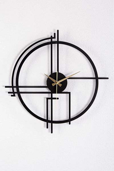 Formeya Schwarze Quincy-Wanduhr aus Metall, 1,5 mm dick, 60 x 60 cm