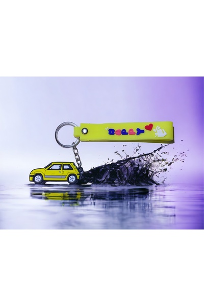 neptünstore Mașină galbenă, autovehicul, breloc din silicon 3D și accesoriu p...