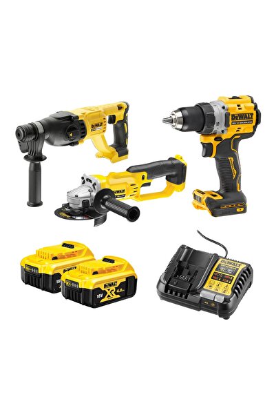 Dewalt DCD805NT + DCG412NT+ DCH133NT + 2 ADET 4 AMPER AKÜ + 1 ADET DOLUM CİHAZI ( HEPSİ TAKIM ÇANTALI )