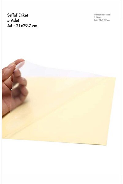 Hsn A4 Şeffaf Etiket 210x297 Mm Şeffaf Yazıcı Etiketi Lazer Yazıcıda Baskı Al...