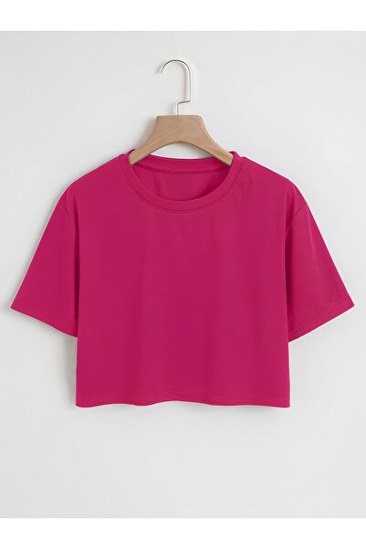 Ginevra Γυναικείο μπλουζάκι Oversize Crew Neck Plain Crop