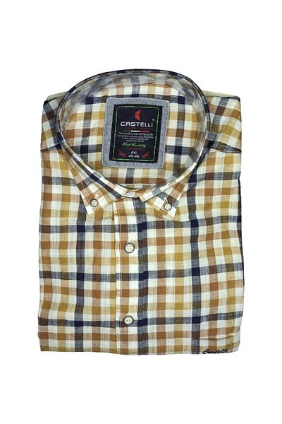 marufshop Ανδρικό κοντομάνικο πουκάμισο με λεπτό λινό κατάλληλο για ανδρικό μεγάλο μέγεθος 110 κιλών