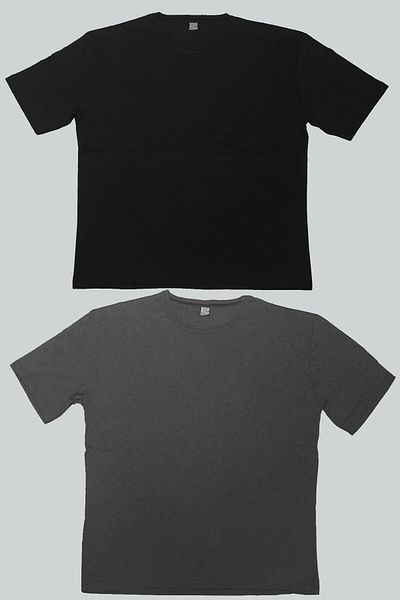 ROCKANDROLL Απλό μαύρο, ανθρακί Oversize Ανδρικό T-shirt Eco Πακέτο 2