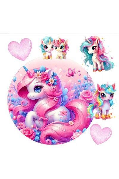 hediyehobihersey Yeni Unicorn Şekerli Kağıda Baskı Yenilebilir Kağıt Pasta Ba...