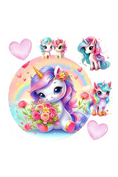hediyehobihersey Yeni Unicorn Şekerli Kağıda Baskı Yenilebilir Kağıt Pasta Ba...