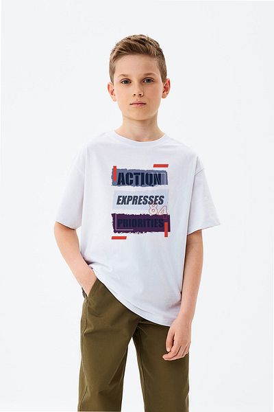 ADABEBEK Tricou cu imprimeu colorat pentru băieți Action Express Priorities