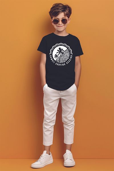 ADABEBEK Tricou pentru băieți Hawaii Surfing Session cu imprimeu cu palme