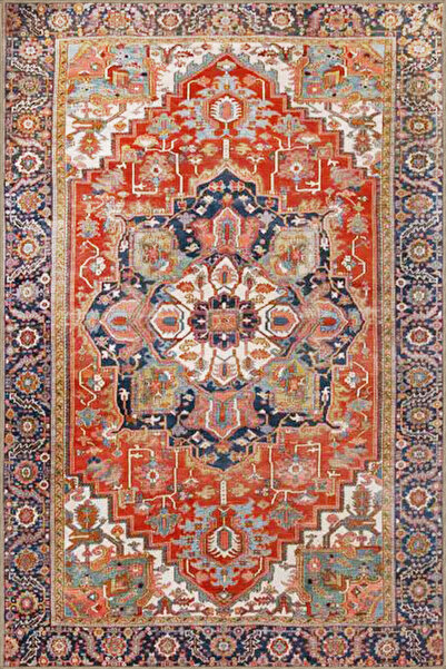 Rugs Modern Halı Κόκκινο θεματικό παραδοσιακό μοτίβο με έθνικ σχέδια, vintage...