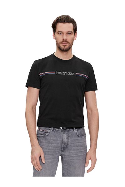 Tommy Hilfiger Men's Cotton Short Sleeve Round Neck Black T-Shirt MW0MW34428-BDS