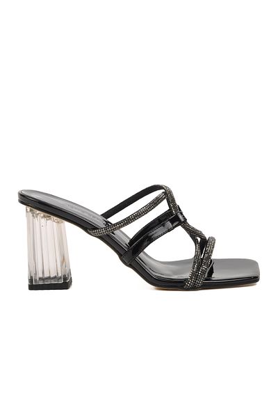 Pierre Cardin PC-53042 Black Patent Leather Women's Heeled Slippers