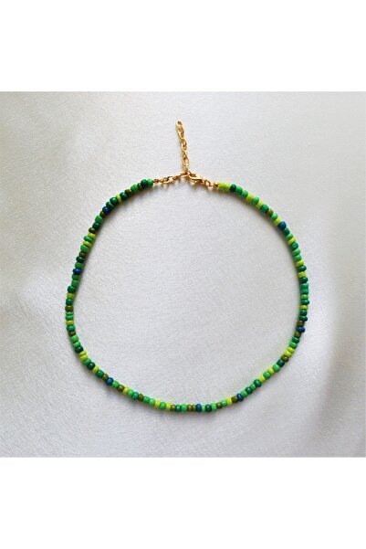 Jade Jewels Altın Kaplama Klipsli Çok Renkli Kum Boncuk Kolye