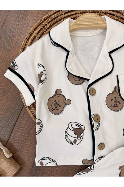 Bolly Baby 100% Cotton Double-breasted Collar Front Buttoned Comfortable Fit Summer Baby Boy Pajamas Set