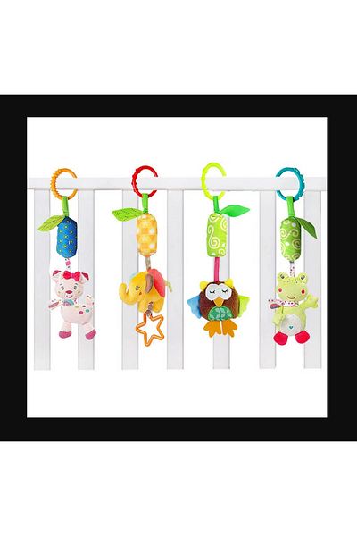 BSE Baby Rattle Plush Green Frog Stroller Crib Bed Baby Stroller Compatible