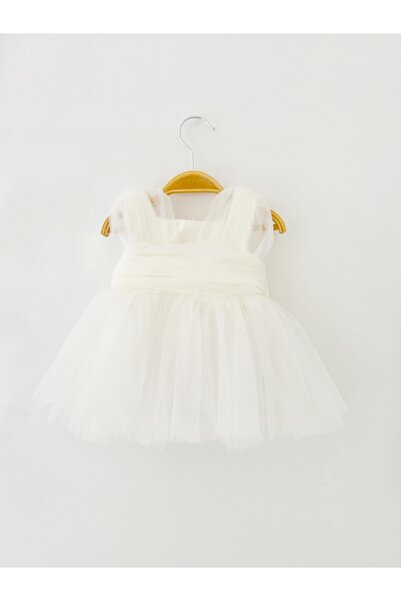 COLORED BABY Kız Bebek Çocuk Pamuk Astarlı Arkası Fiyonk Detaylı Abiye Elbise