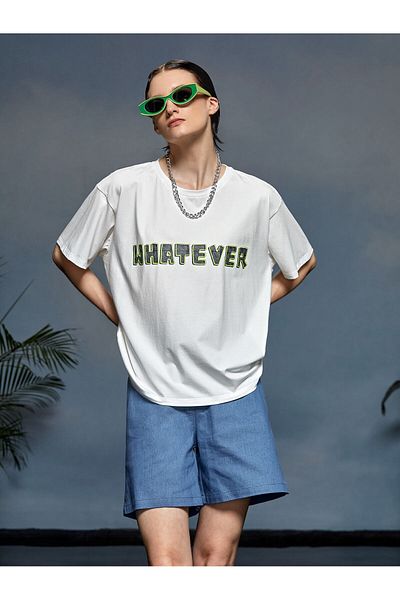 Jose Clothing Μπλουζάκι με λευκή στάμπα Unisex από οργανικό βαμβάκι Oversize - Κοντό μανίκι